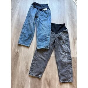 Old Navy Maternity Full Panel Barrel Ankle Jeans, size 4, blue and gray, 2 pair